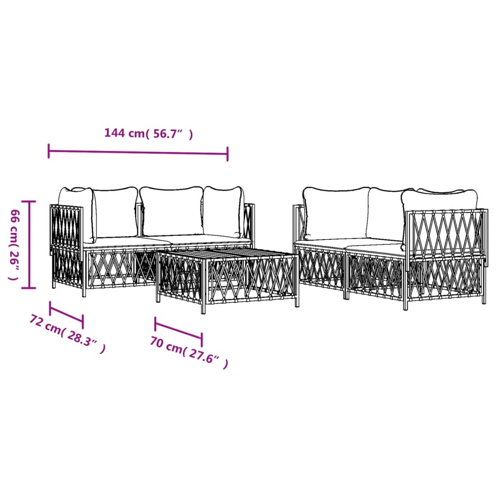 vidaXL 5dílná zahradní sedací souprava s poduškami antracitová ocel