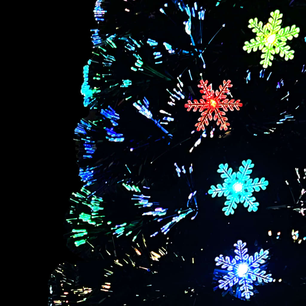 vidaXL Vánoční strom s LED vločkami černý 180 cm optické vlákno