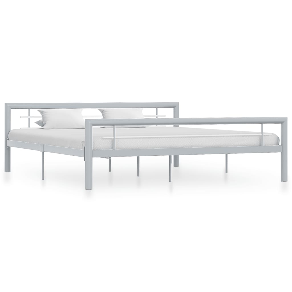 vidaXL Rám postele šedobílý kov 180 x 200 cm
