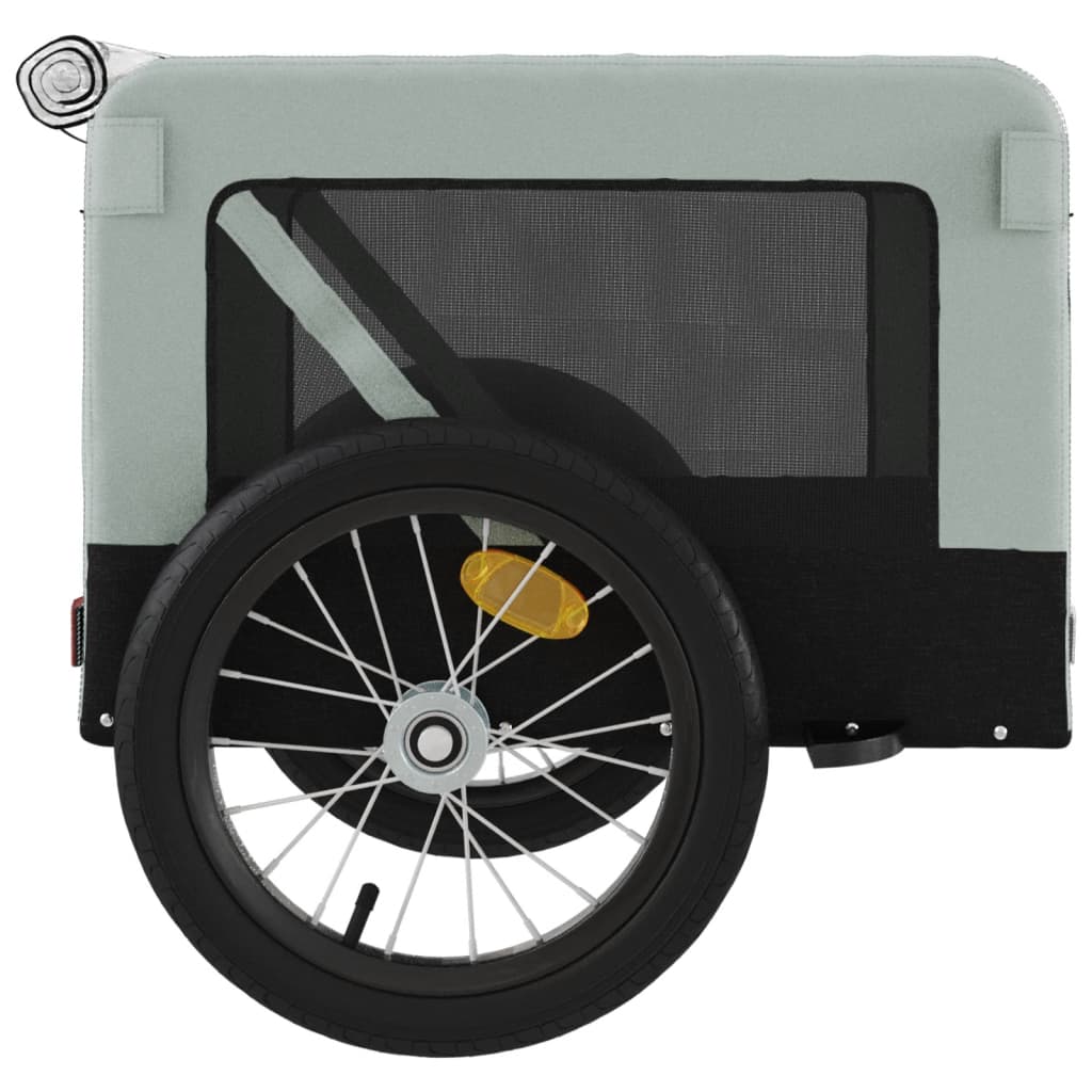 vidaXL Vozík za kolo pro psa šedý a černý oxfordská tkanina a železo