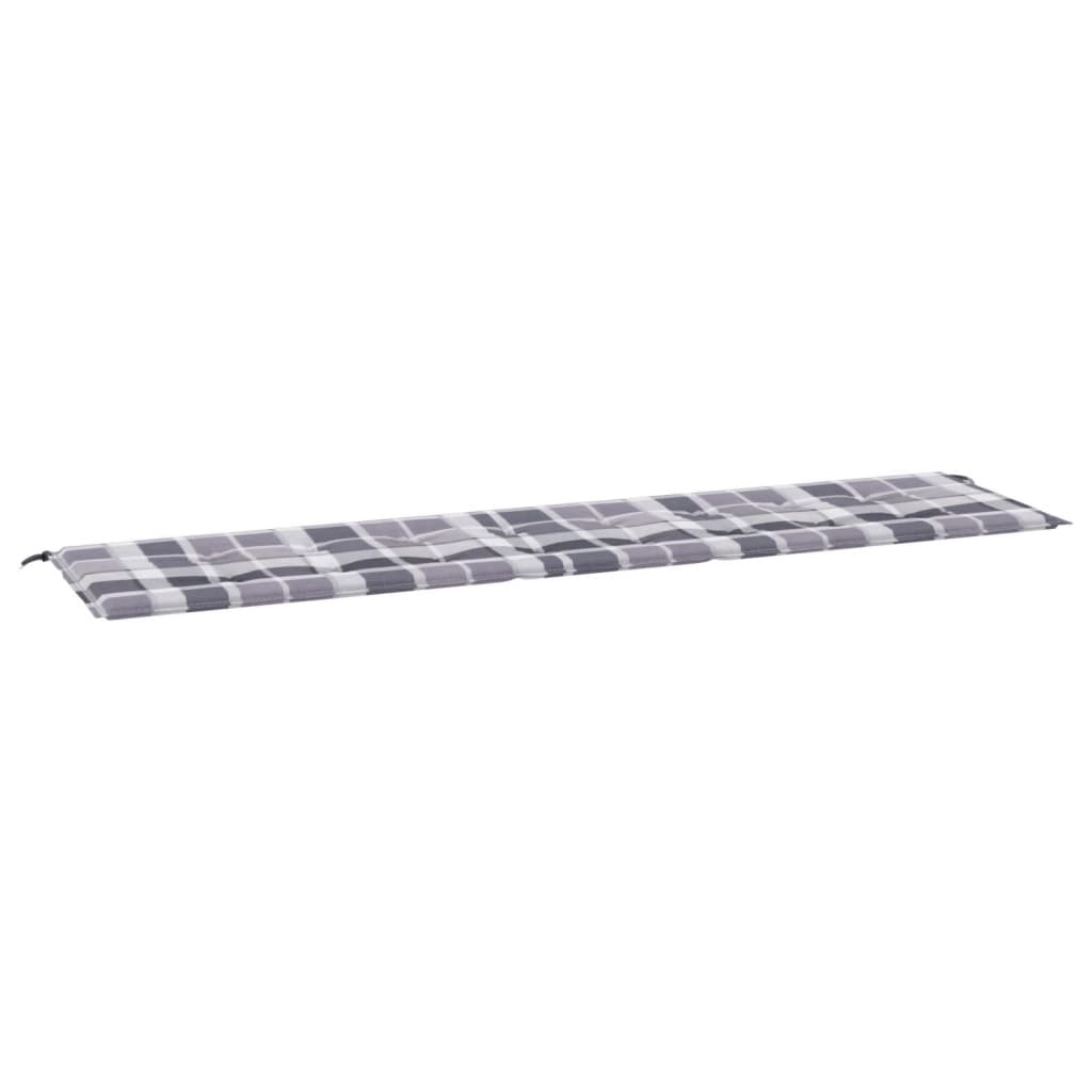 vidaXL Poduška na zahradní lavici šedá károvaná 200 x 50 x 3 cm oxford