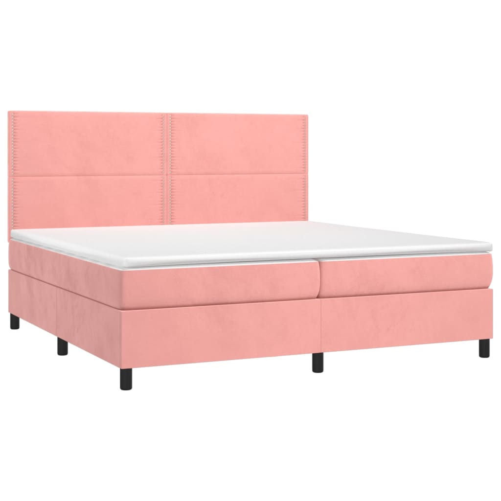 vidaXL Box spring postel s matrací růžová 200x200 cm samet