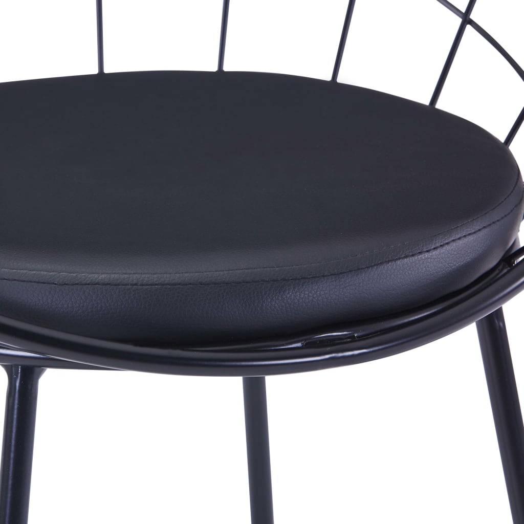 vidaXL Jídelní židle se sedáky z umělé kůže 6 ks černé ocelové