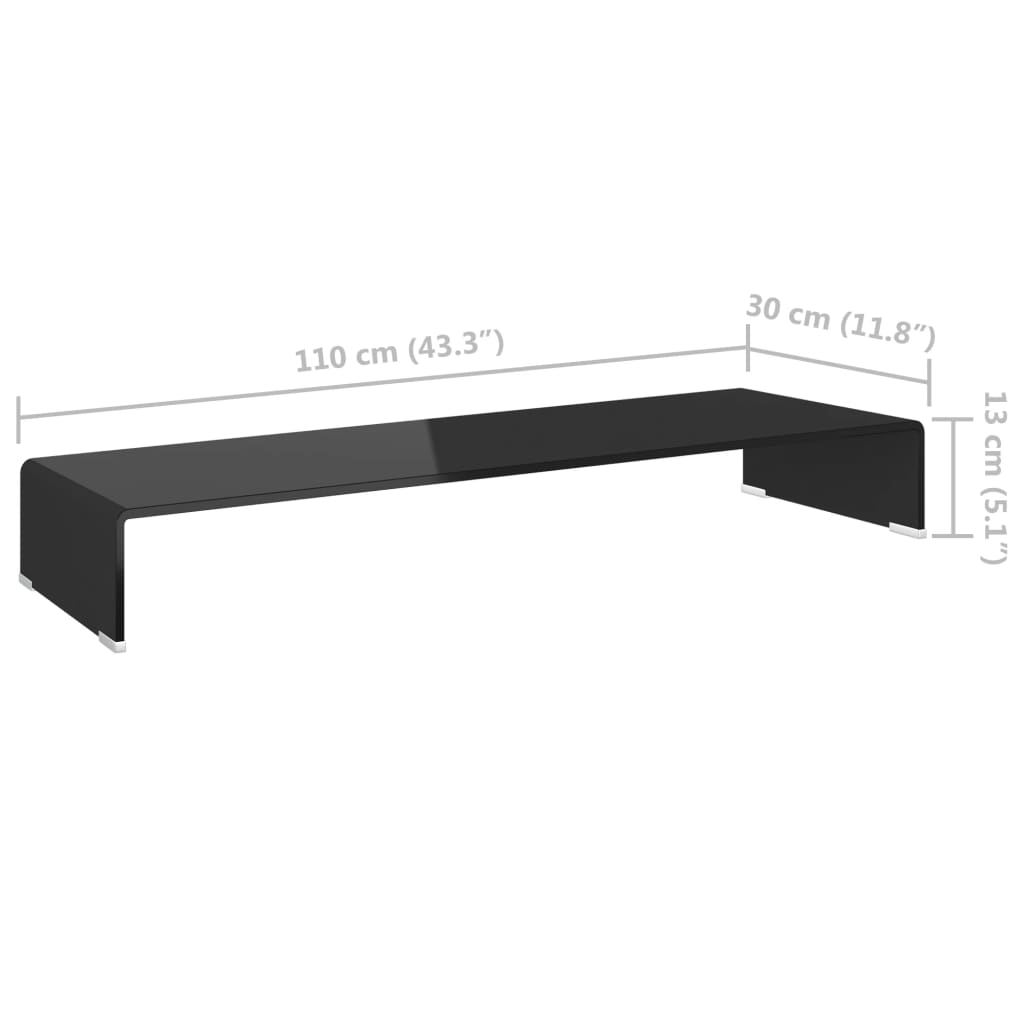 vidaXL TV stolek / podstavec na monitor sklo černý 110x30x13 cm