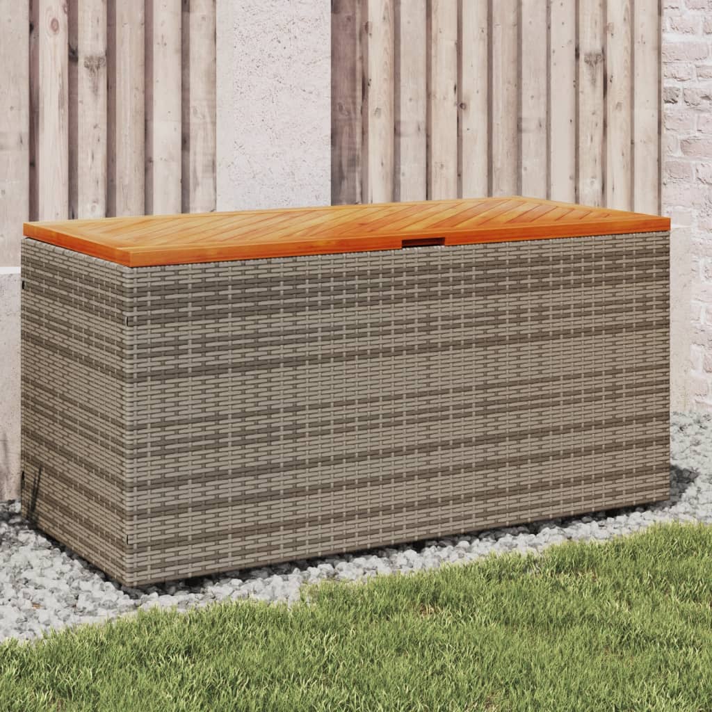vidaXL Zahradní úložný box šedý 110x50x54 cm polyratan akáciové dřevo