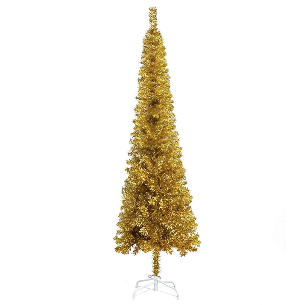 vidaXL Úzký vánoční stromek zlatý 210 cm