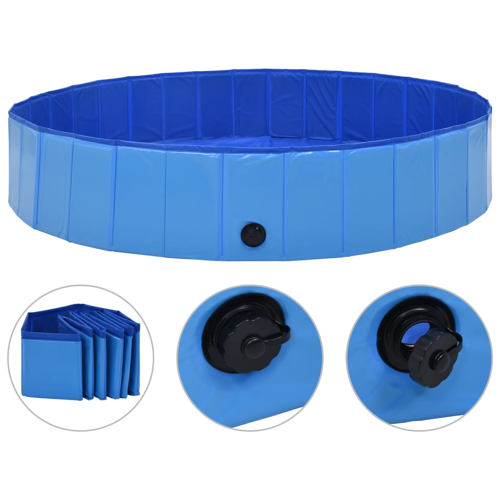 vidaXL Skládací bazén pro psy modrý 160 x 30 cm PVC