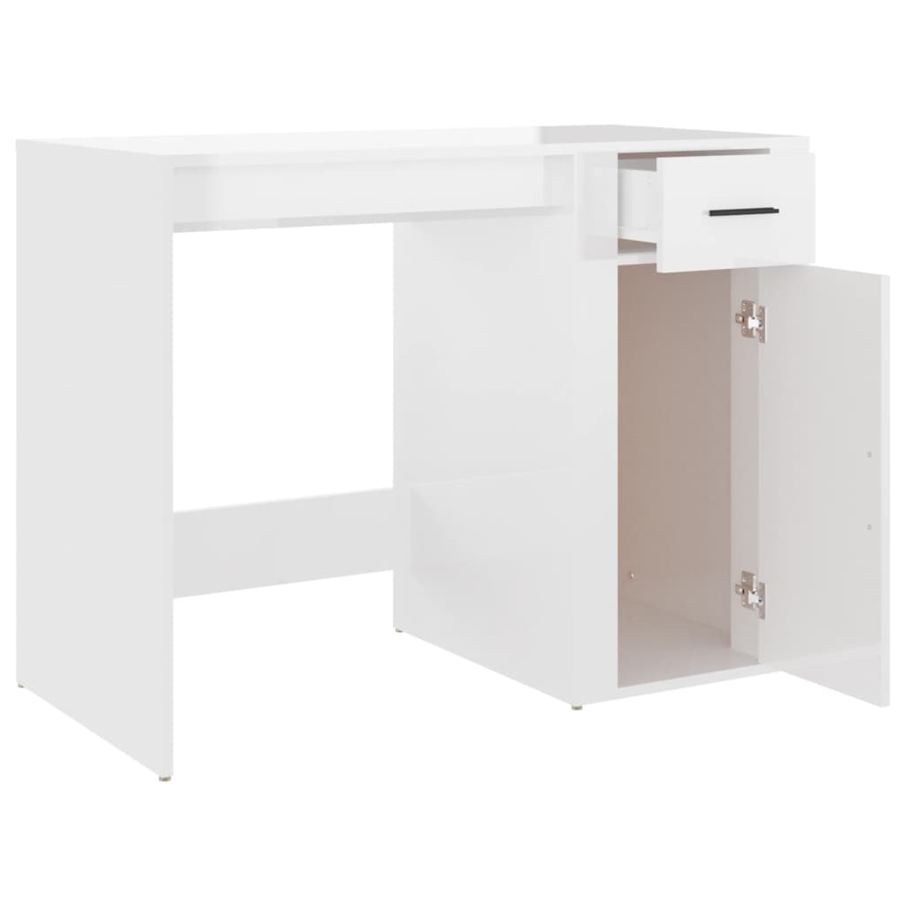 vidaXL Psací stůl bílý s vysokým leskem 100x49x75 cm kompozitní dřevo