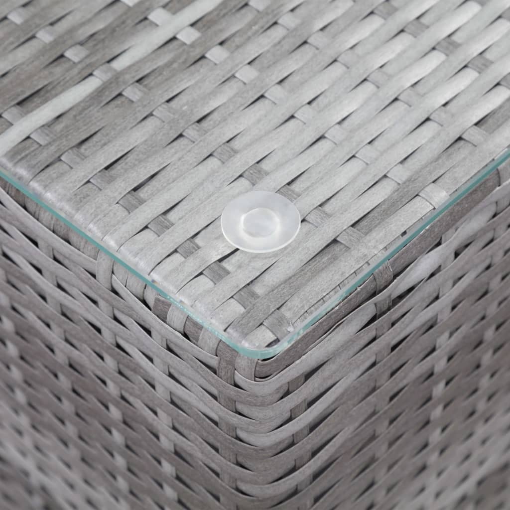 vidaXL Odkládací stolky 3 ks se skleněnou deskou šedé polyratan