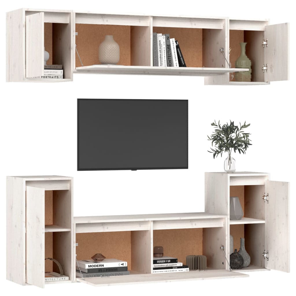 vidaXL TV skříňky 6 ks bílé masivní borové dřevo