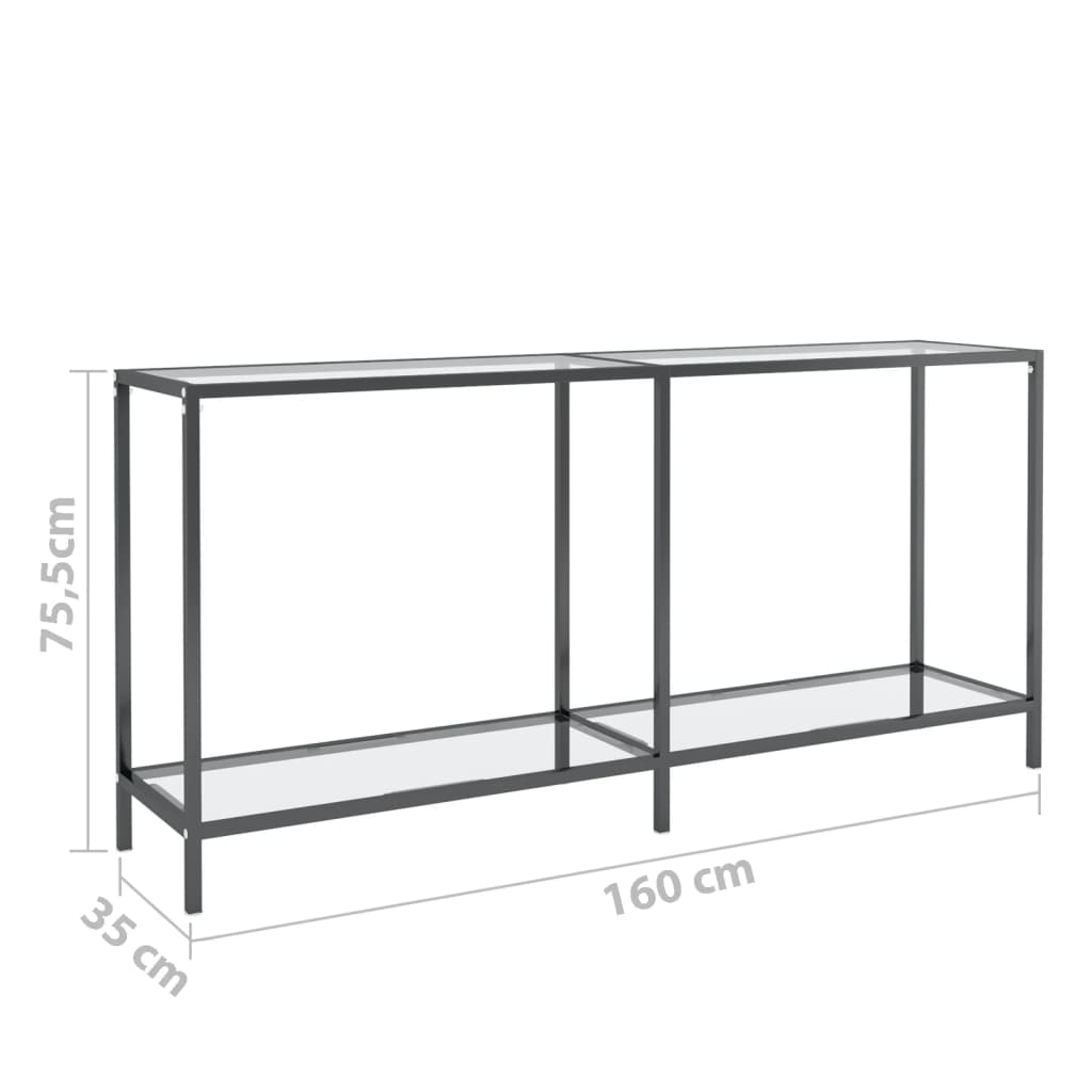 vidaXL Konzolový stolek průhledný 160 x 35 x 75,5 cm tvrzené sklo