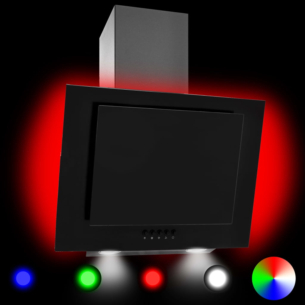vidaXL Nástěnná digestoř RGB LED 60 cm nerezová ocel a tvrzené sklo