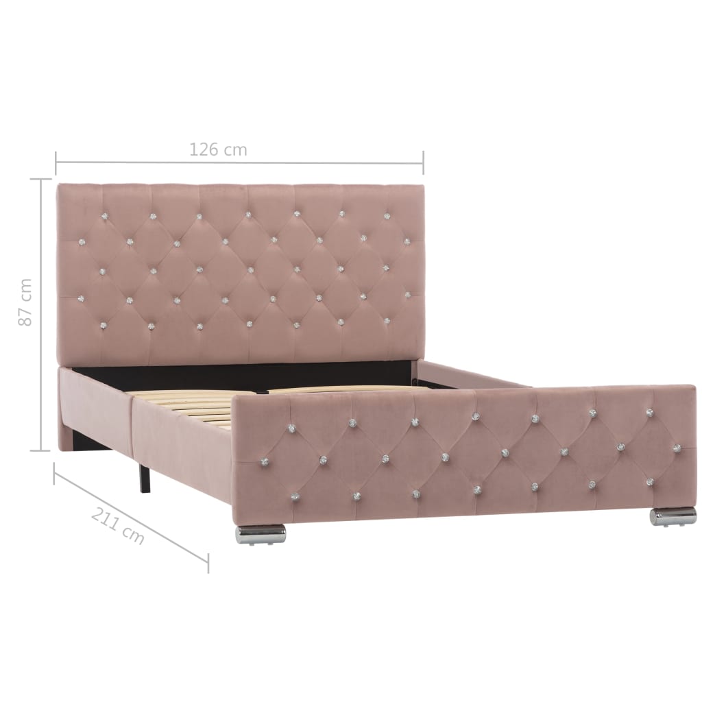 vidaXL Rám postele růžový samet 120 x 200 cm