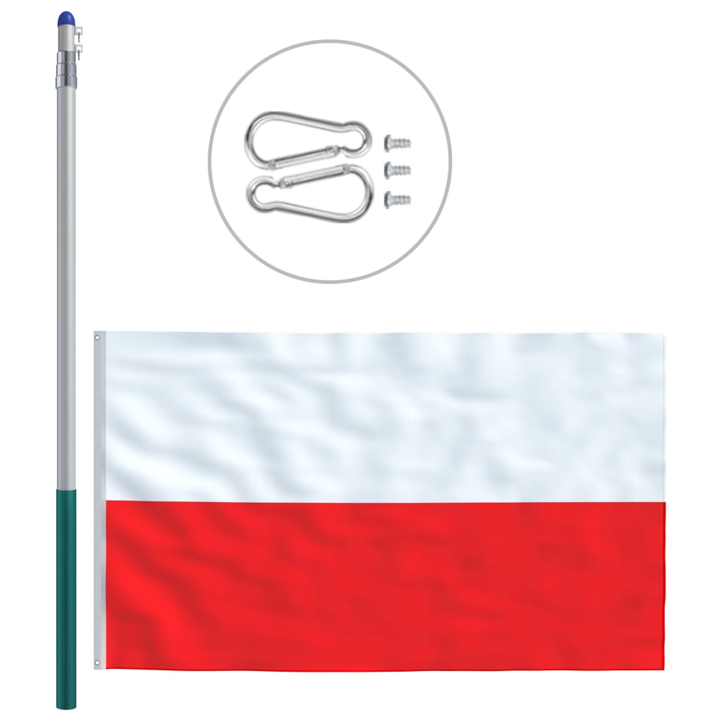 vidaXL Polská vlajka a stožár hliník 6 m