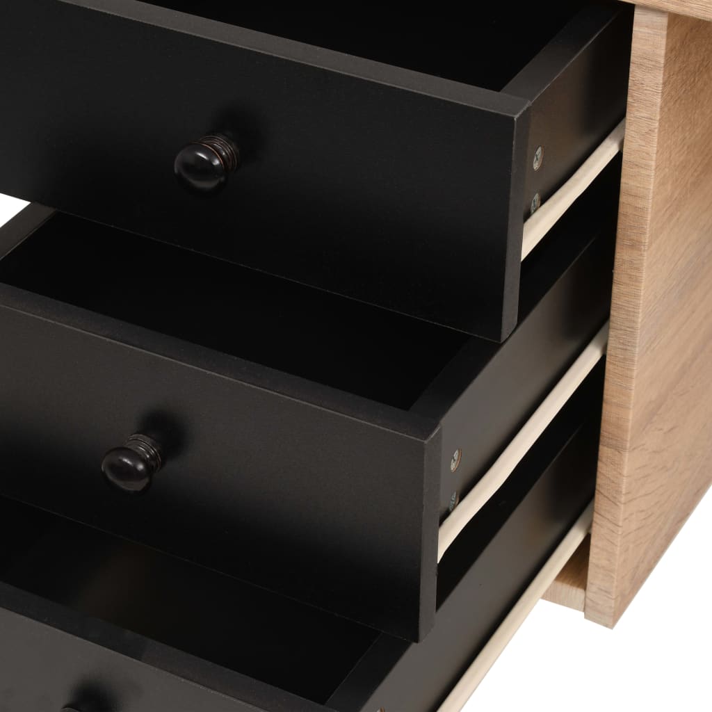 vidaXL Psací stůl se zásuvkami 120 x 55 x 76 cm barva dub a černý
