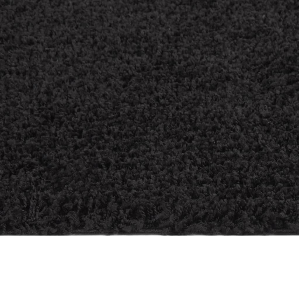 vidaXL Koberec s vysokým vlasem černý 140 x 200 cm