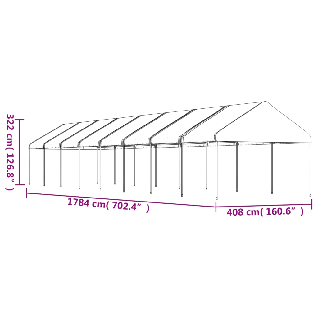 vidaXL Altán se střechou bílý 17,84 x 4,08 x 3,22 m polyethylen