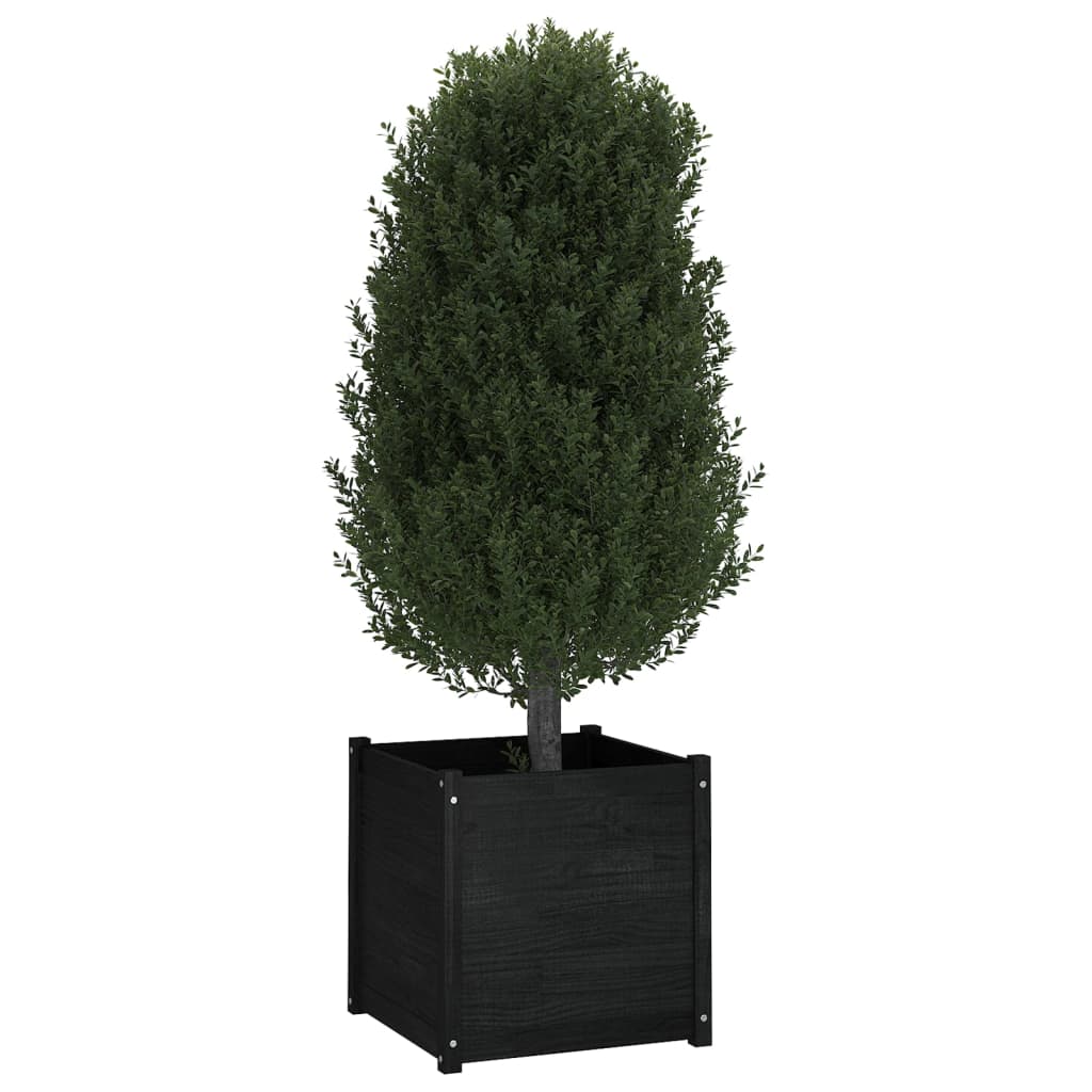 vidaXL Zahradní truhlík černý 60 x 60 x 60 cm masivní borovice