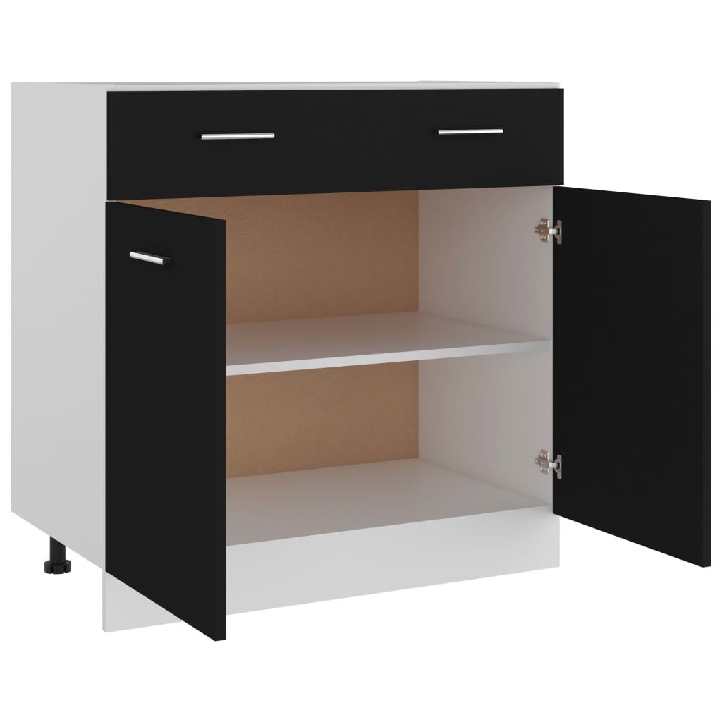 vidaXL Spodní skříňka se zásuvkou černá 80 x 46 x 81,5 cm dřevotříska