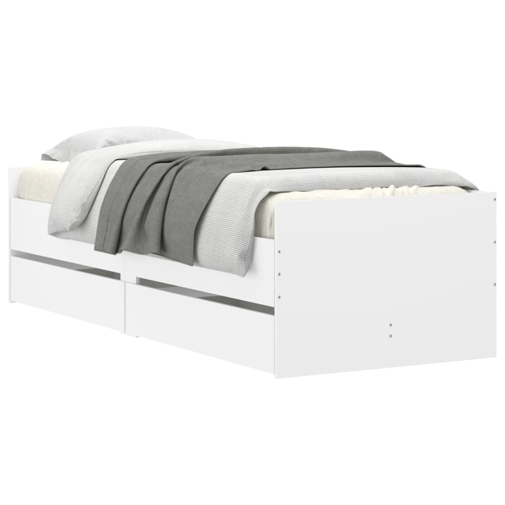 vidaXL Rám postele se zásuvkami bílý 75 x 190 cm Small Single