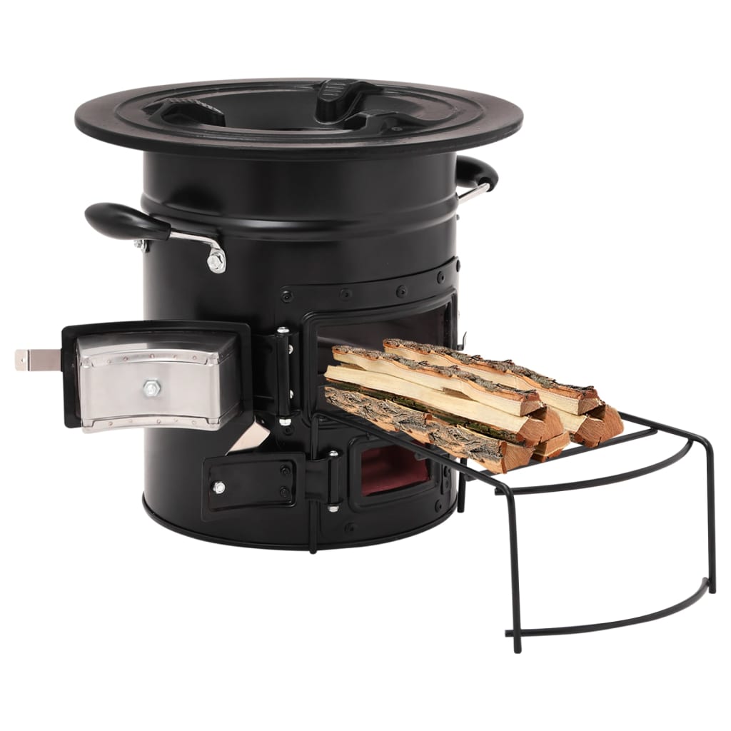 vidaXL Kempingový vařič na dřevo Černá 50x33,5x30,5 cm ocel