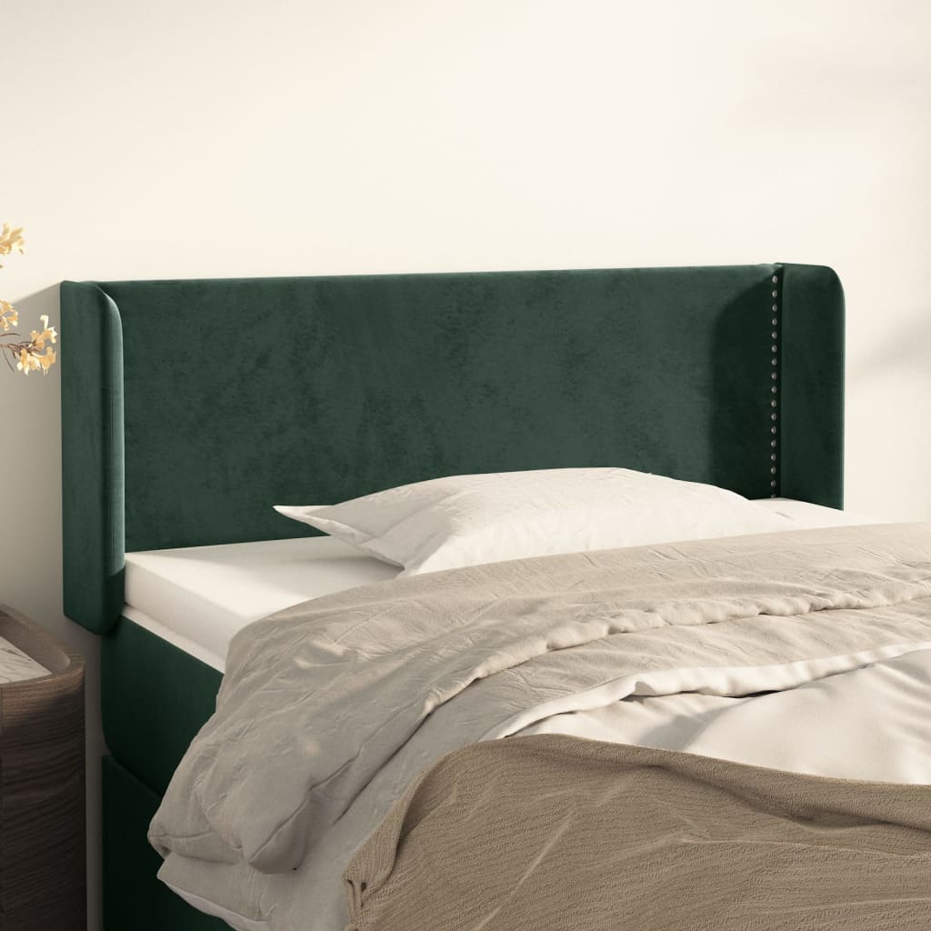 vidaXL Čelo postele typu ušák tmavě zelená 103x16x78/88 cm samet