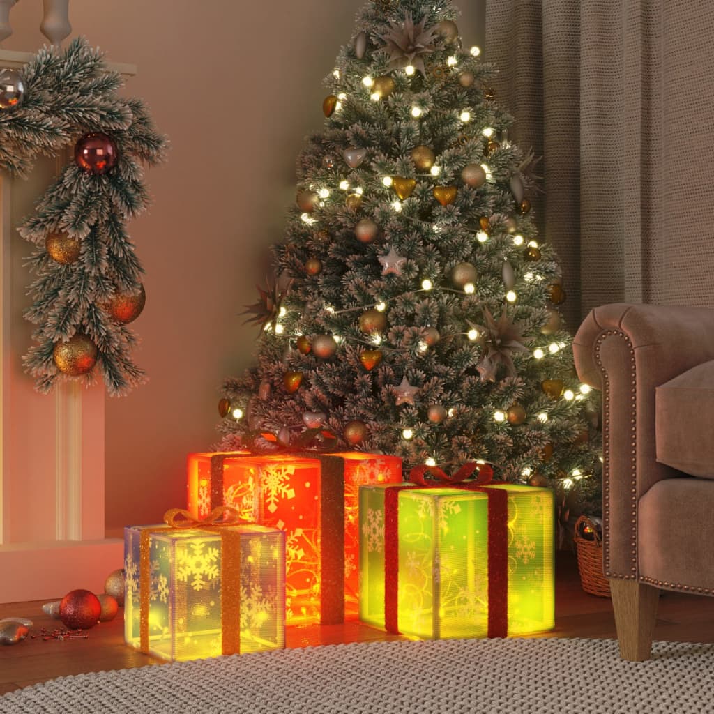 vidaXL Svítící vánoční dárky 3 ks 64 teple bílých LED