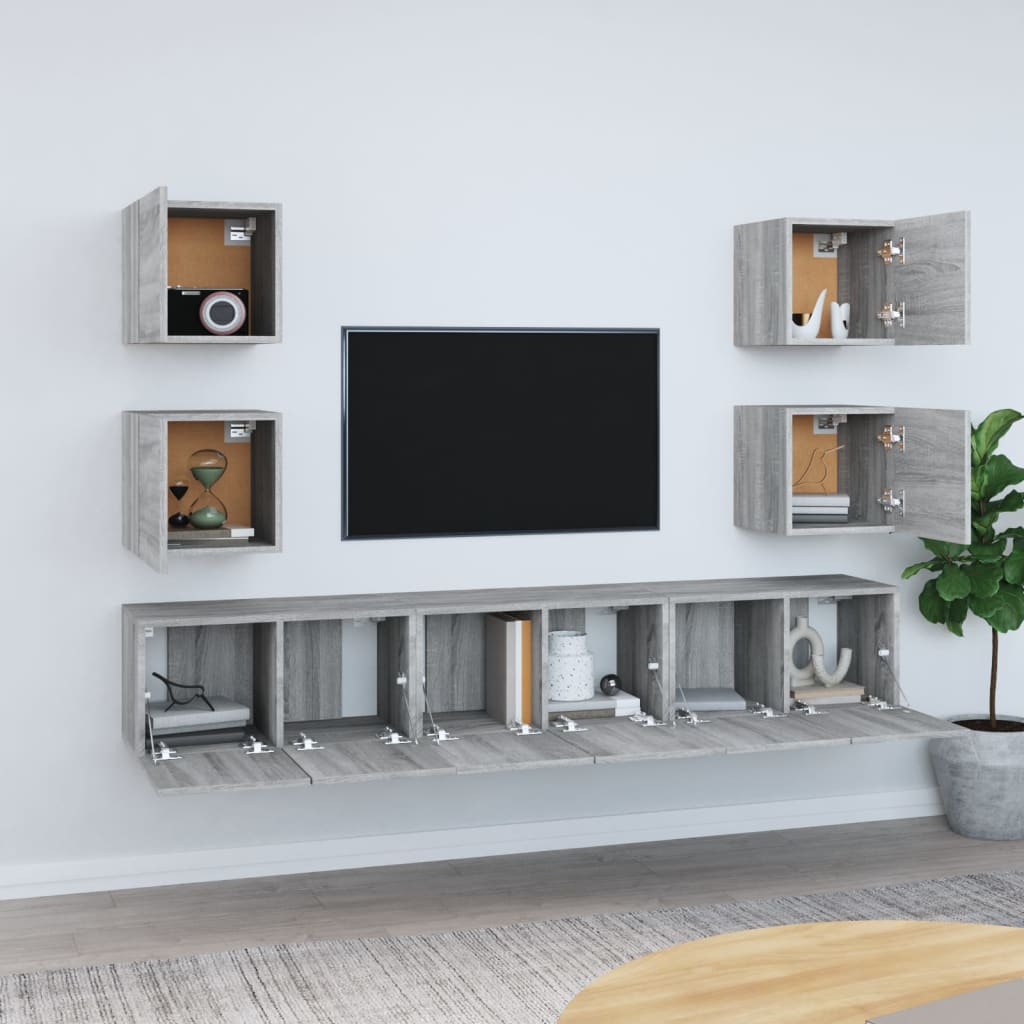 vidaXL 7dílný set TV skříněk šedý sonoma kompozitní dřevo