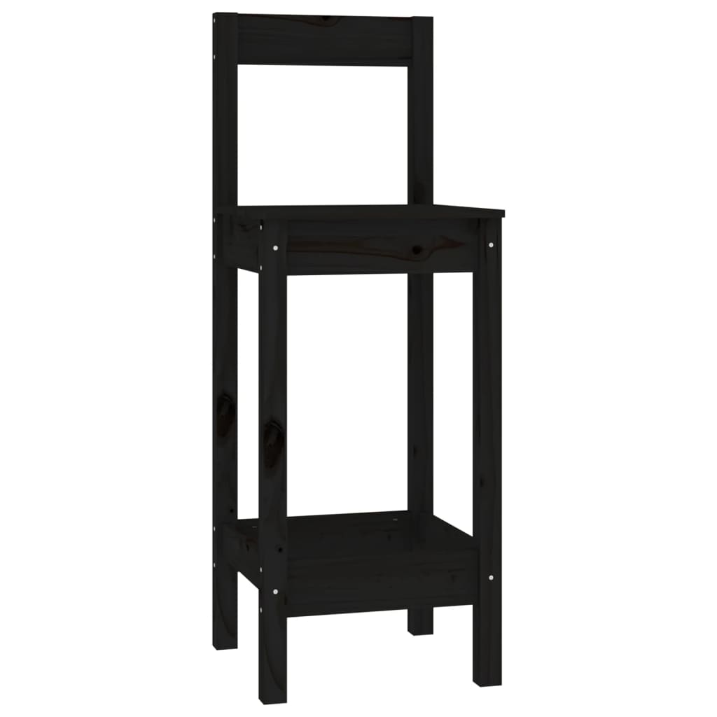 vidaXL Barové židle 4 ks černé masivní borové dřevo