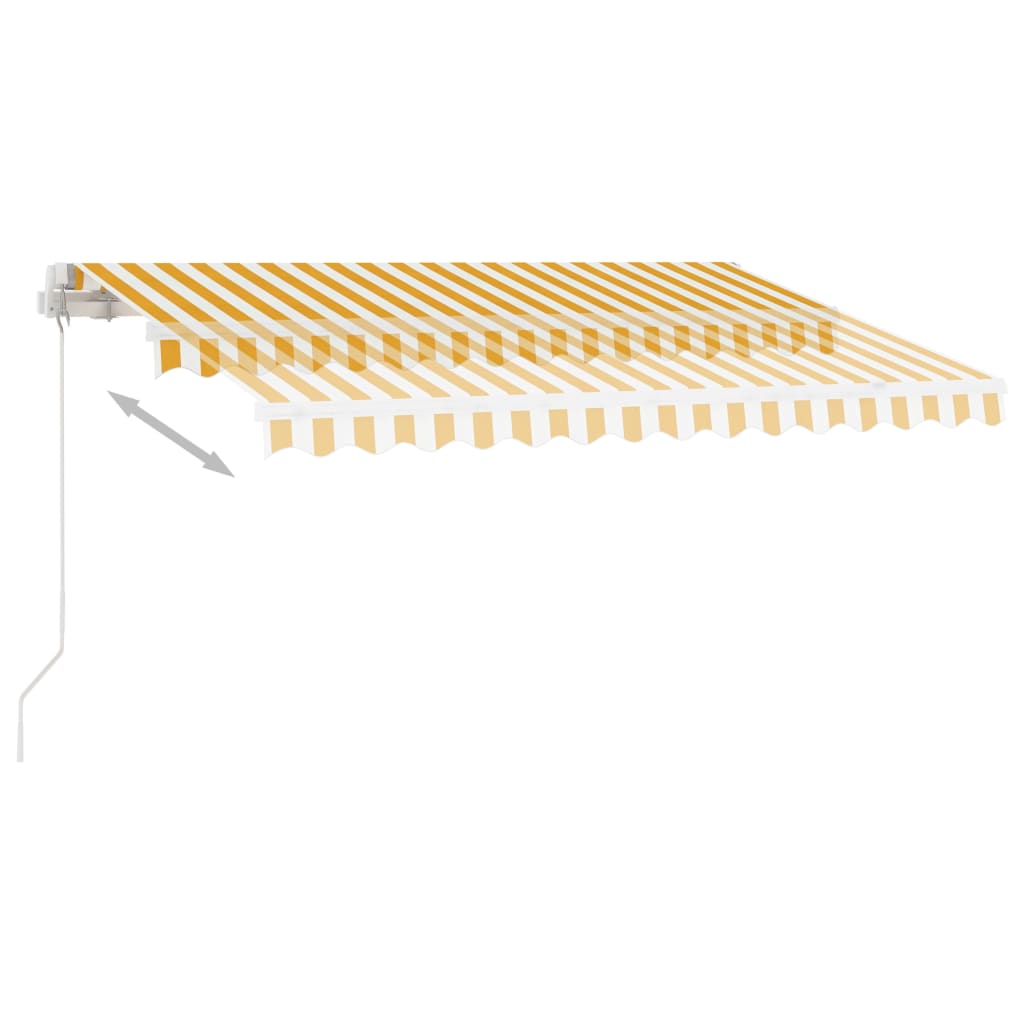 vidaXL Ručně zatahovací markýza s LED světlem 300 x 250 cm žlutobílá