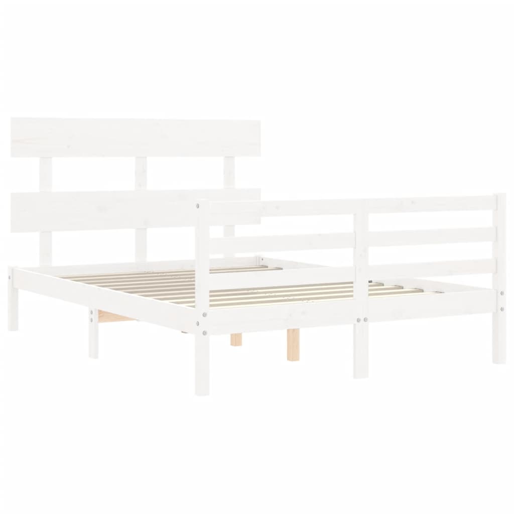 vidaXL Rám postele s čelem bílý 140 x 200 cm masivní dřevo