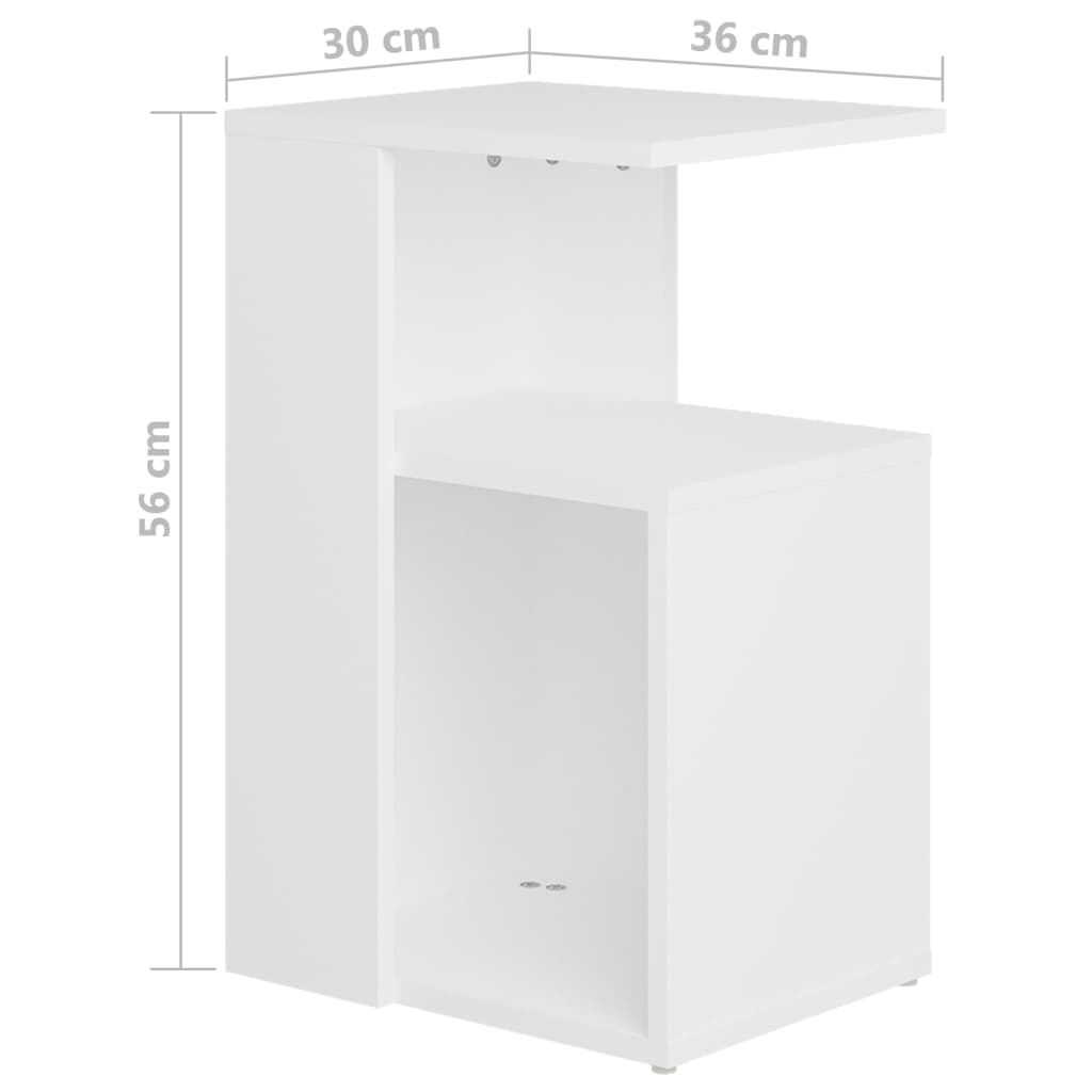 vidaXL Odkládací stolek bílý 36 x 30 x 56 cm dřevotříska