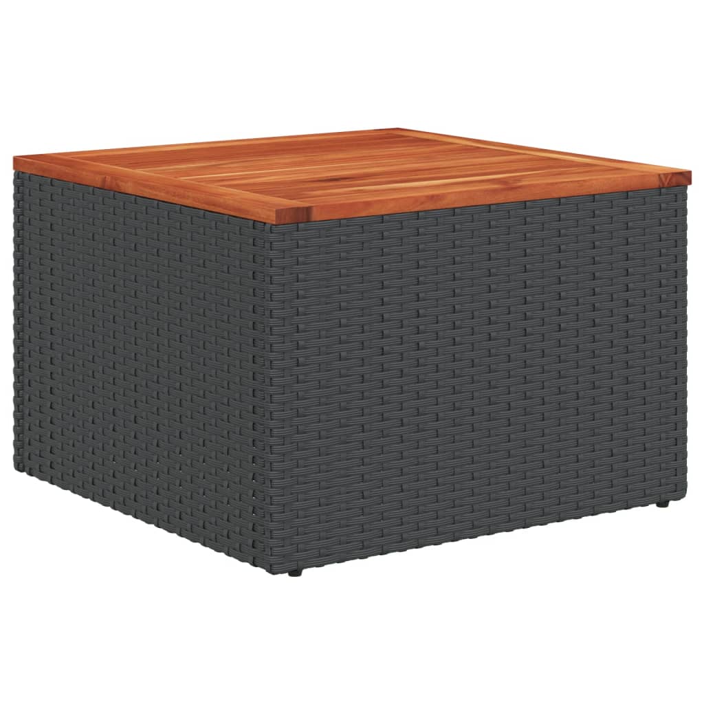 vidaXL Zahradní stolek černý 55x55x37 cm polyratan a akáciové dřevo