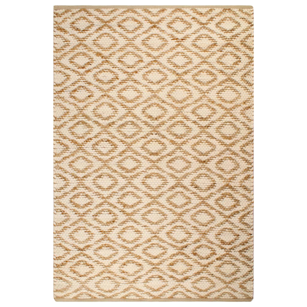 vidaXL Ručně tkaný kusový koberec z juty 120 x 180 cm přírodní a bílý