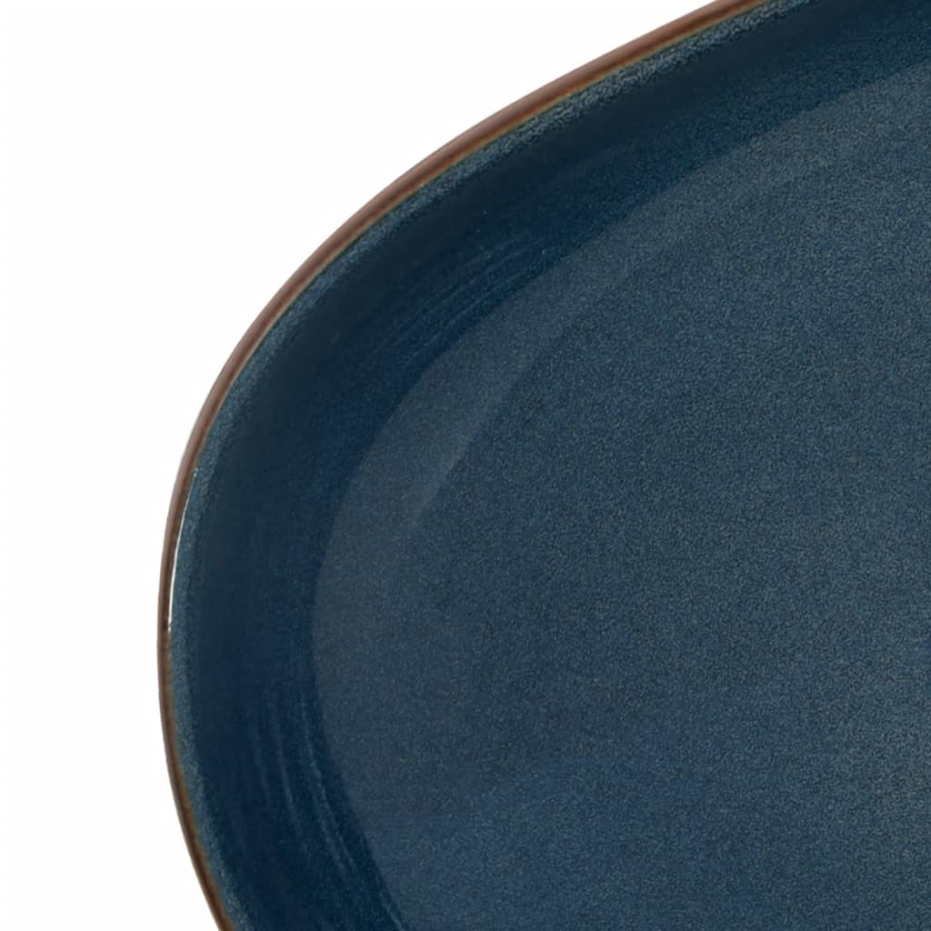 vidaXL Umyvadlo na desku hnědé a modré oválné 59 x 40 x 14 cm keramika