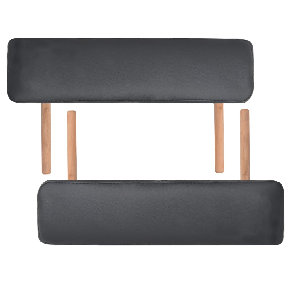 vidaXL Skládací masážní stůl 2 zóny a stolička tloušťka 10 cm černé