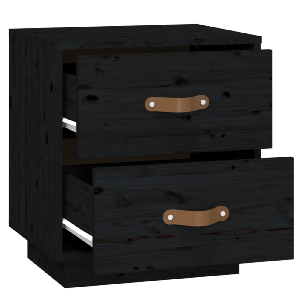 vidaXL Noční stolky 2 ks černé 40 x 34 x 45 cm masivní borové dřevo