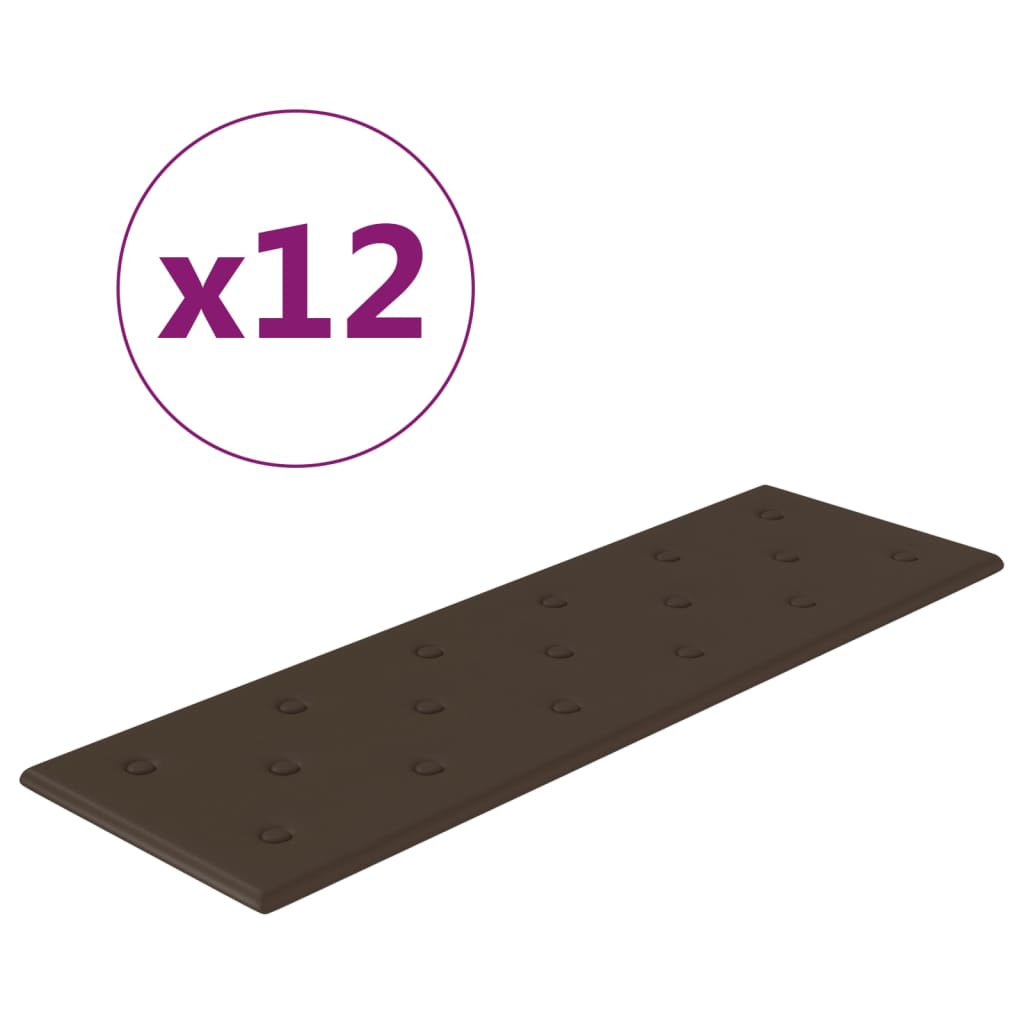 vidaXL Nástěnné panely 12 ks hnědé 90 x 30 cm umělá kůže 3,24 m²