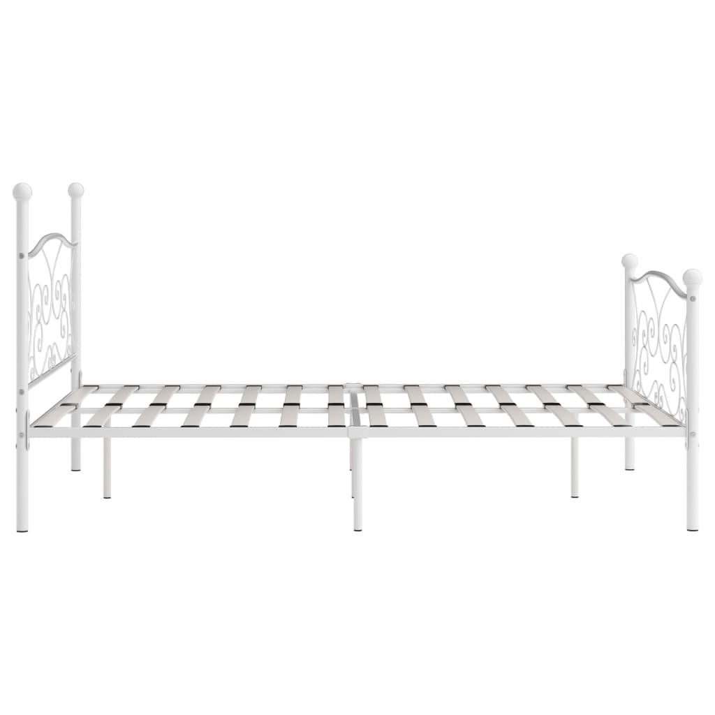 vidaXL Rám postele s laťkovým designem bílý kov 160 x 200 cm