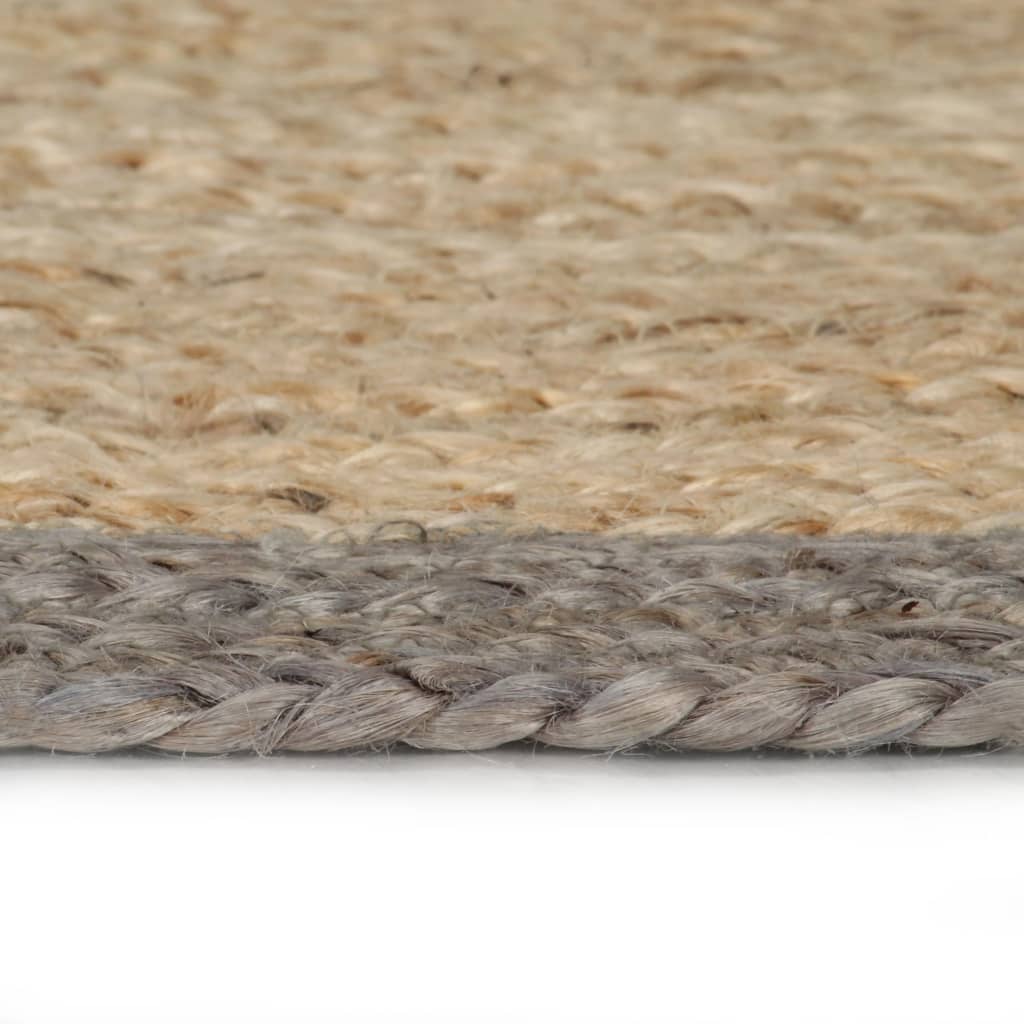 vidaXL Ručně vyrobený koberec z juty s šedým okrajem 90 cm