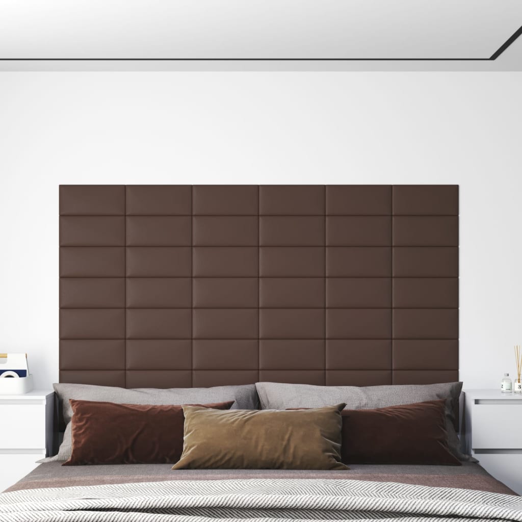 vidaXL Nástěnné panely 12 ks hnědé 30 x 15 cm umělá kůže 0,54 m²