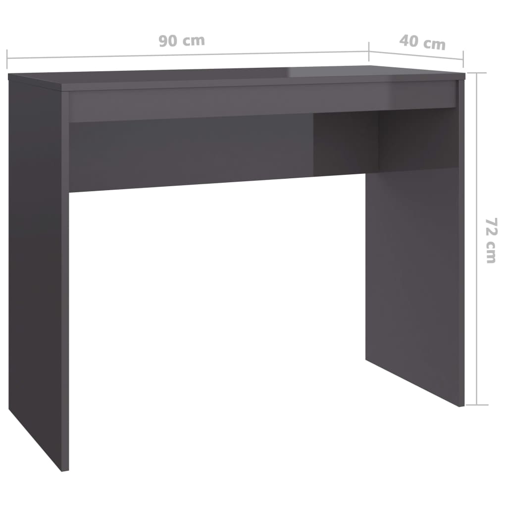 vidaXL Psací stůl šedý s vysokým leskem 90x40x72 cm kompozitní dřevo