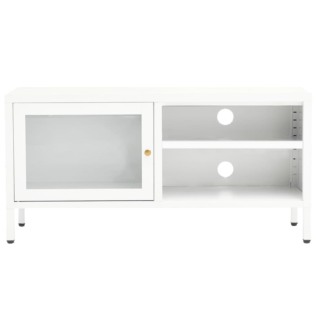 vidaXL TV stolek bílý 90 x 30 x 44 cm ocel a sklo