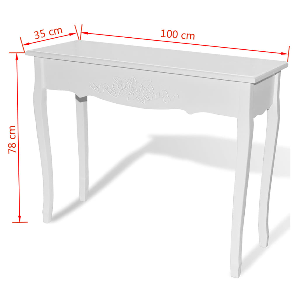 vidaXL Toaletní konzolový stolek bílý