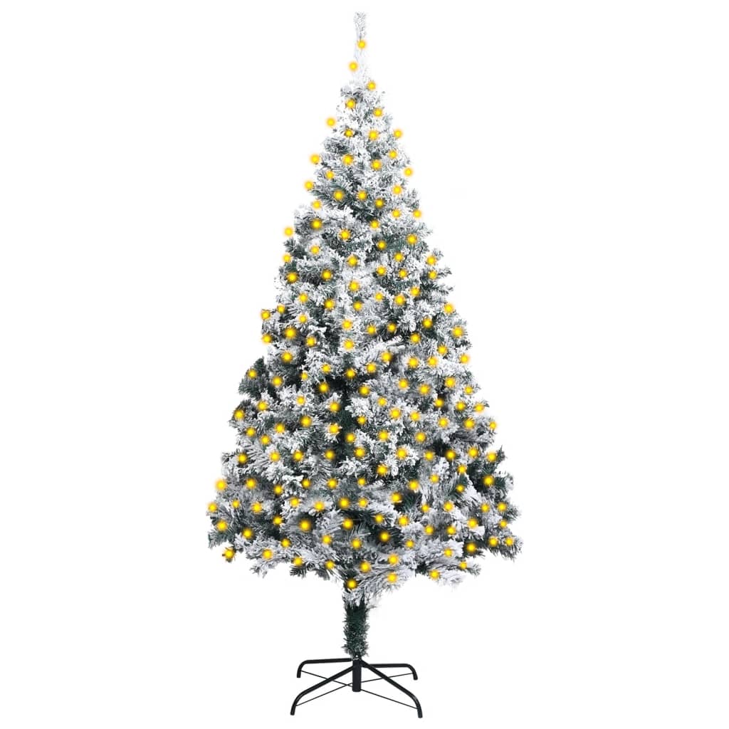 vidaXL Umělý vánoční stromek s LED zasněžený zelený 300 cm PVC