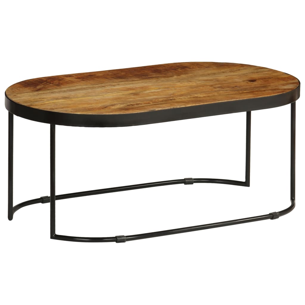 vidaXL Konferenční oválný stolek masivní hrubý mangovník a ocel 100 cm