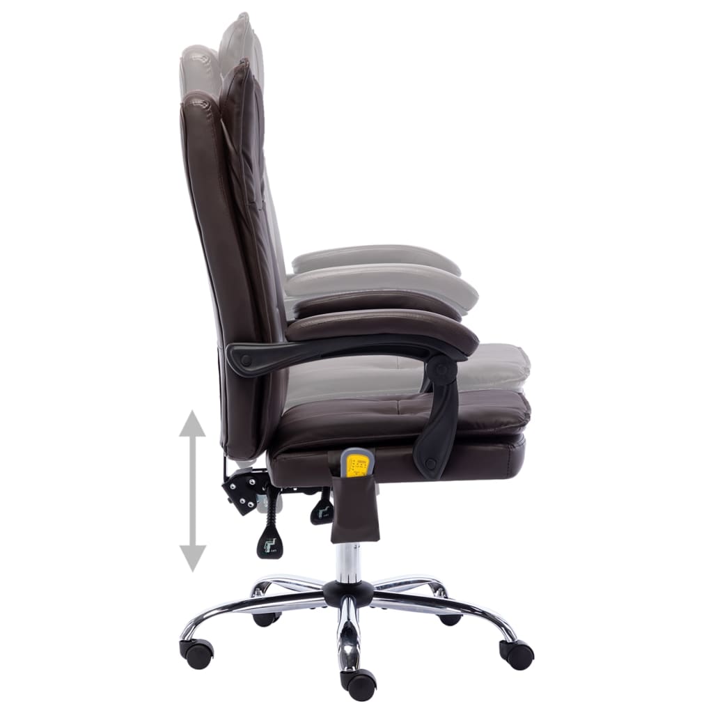 vidaXL Masážní kancelářská židle hnědá umělá kůže