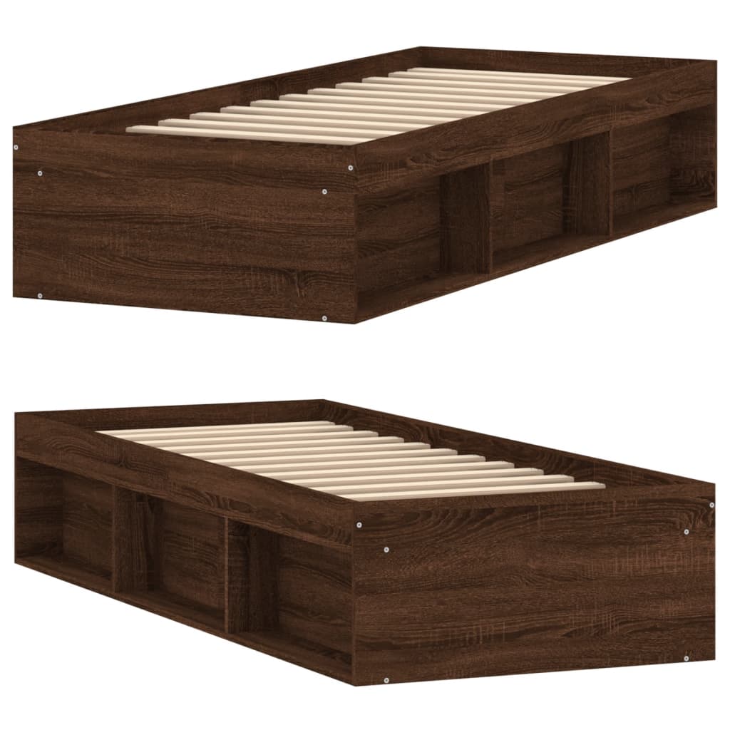 vidaXL Rám postele hnědý dub 75 x 190 cm Small Single