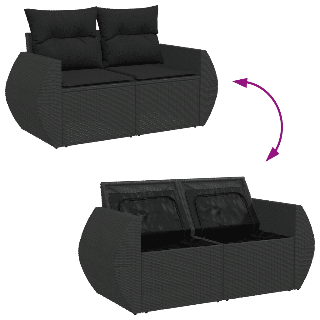 vidaXL 5dílná zahradní sedací souprava s poduškami černá polyratan
