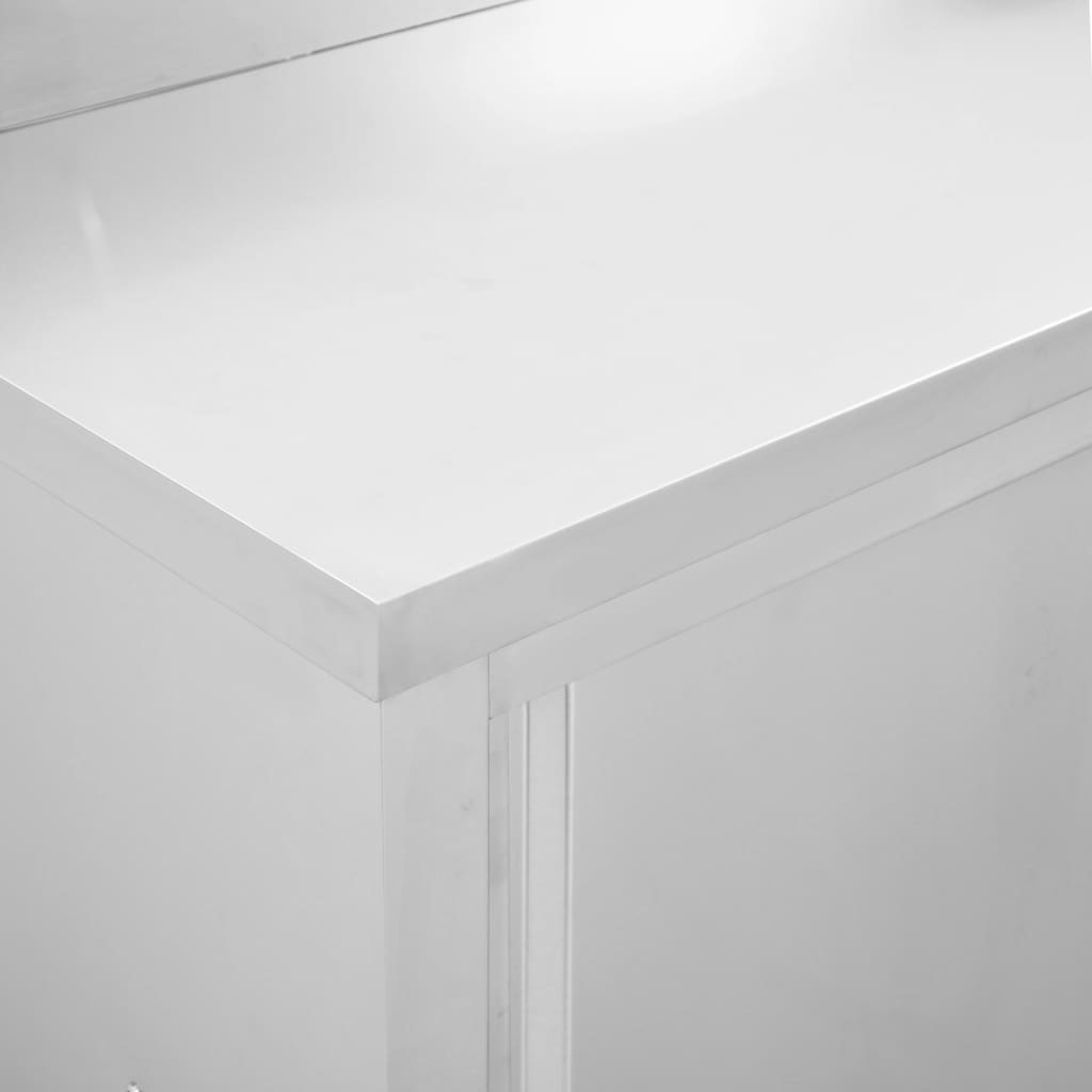 vidaXL Pracovní stoly s posuvnými dvířky 2 ks 200x50x(95–97) cm nerez